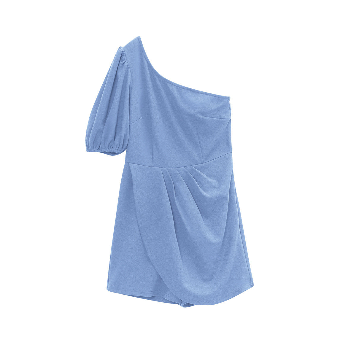 Mono de un solo hombro de color liso Mono de viaje con temperamento de verano para mujer