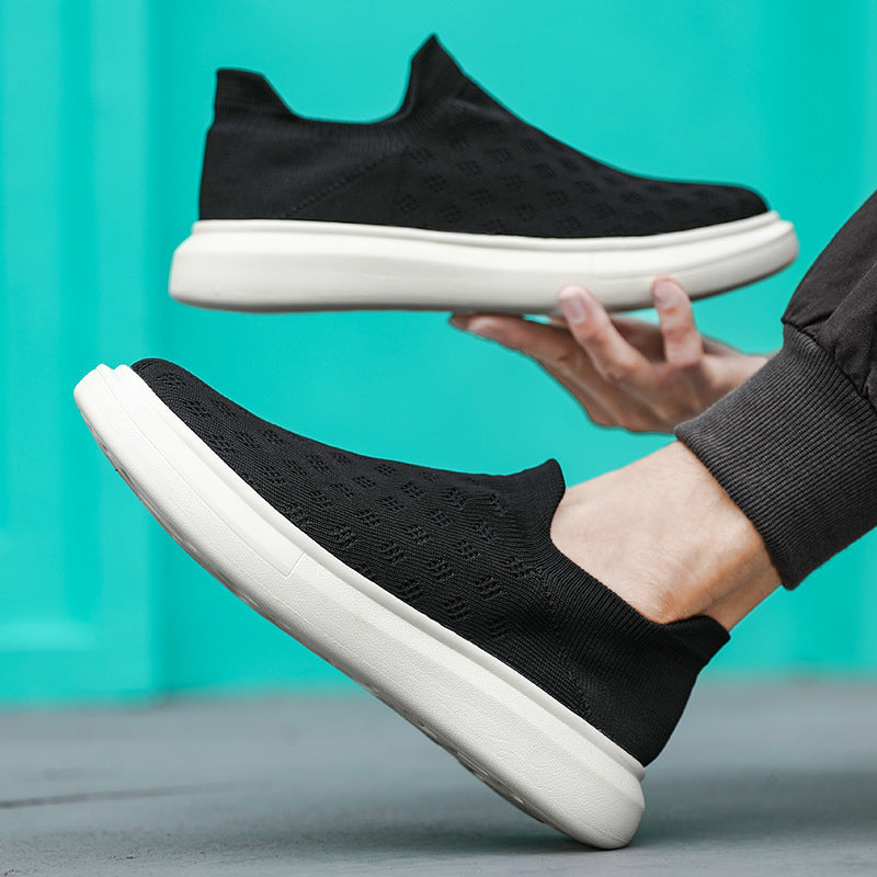 Zapatillas de deporte de color sólido transpirables informales de malla para hombre