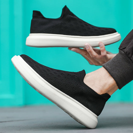 Zapatillas de deporte de color sólido transpirables informales de malla para hombre