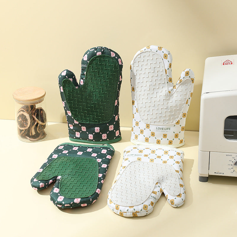 Antiescaldado Microondas Algodón Antideslizante Aislamiento Guantes Horno Mitones Cocina Resistente al calor Algodón espesado Aislamiento térmico Microondas Horno Horno Anti escaldado Guantes para el hogar Herramientas para hornear