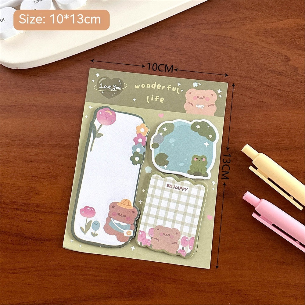 Combinaison de Notes autocollantes de dessin animé, Style Girly, Message créatif, autocollants de forme spéciale, papier de notes mignon pour compte à main d'étudiant