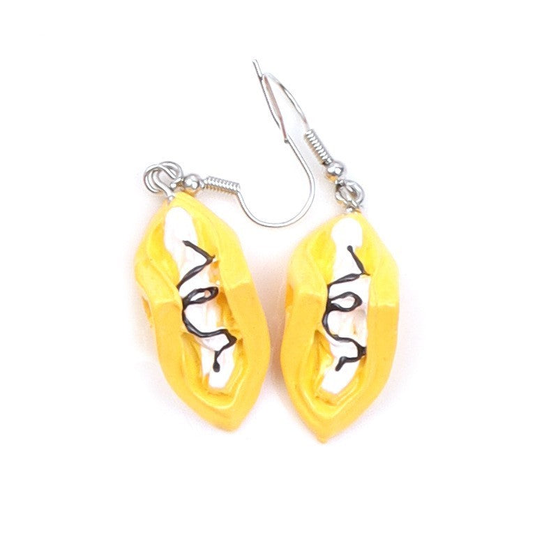 Personalized All-match Cake Egg Tart Small Van Earrings Simulation Ornament
