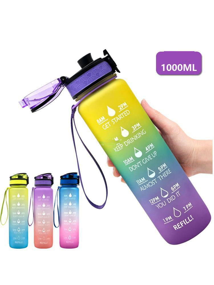 Frasco transparente, botella de agua de 1000ml, botella Kawaii embotellada, infusor sin Bpa, botella de agua transparente para deportes de leche de plástico, taza Kawaii