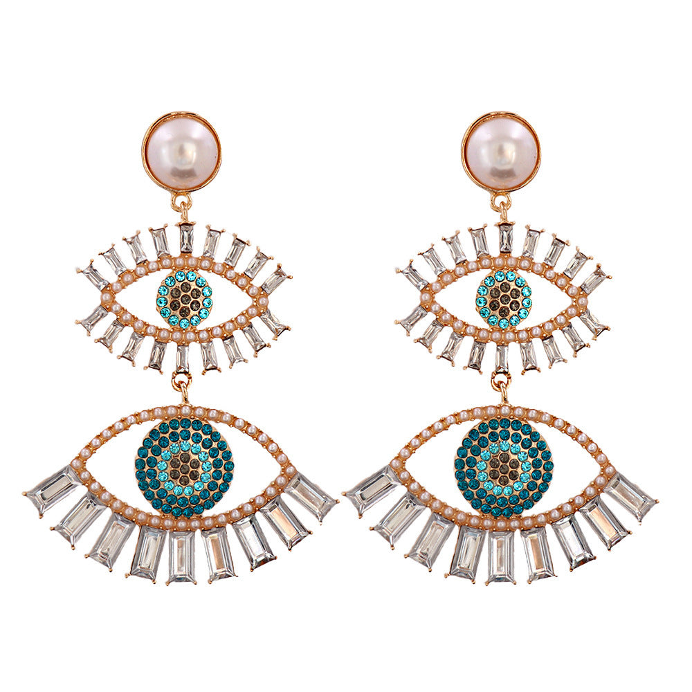 Boucles d'oreilles œil d'ange coloré pour femmes