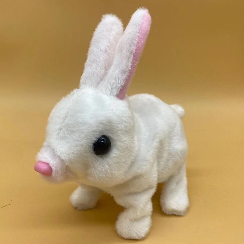 Jouets de lapin blanc électrique en peluche pour animaux de compagnie de simulation