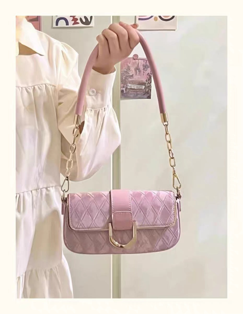 Bolso cuadrado pequeño con cadena Bolso bandolera con hombro para axila