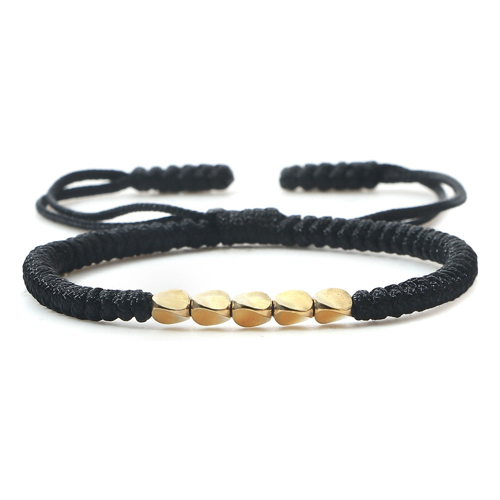 Bracelet perlé en perles de cuivre de forme irrégulière tissé à la main