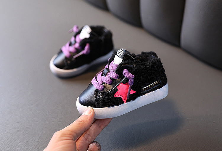 Deux baskets en coton et chaussures rembourrées en velours pour filles, chaussures blanches en coton