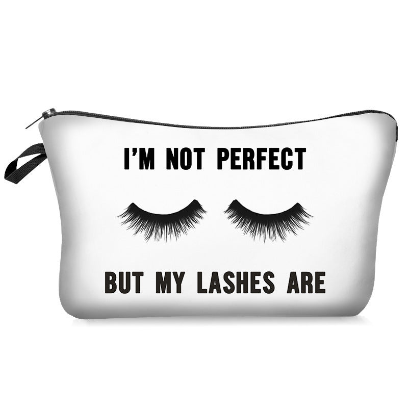 Sac de rangement de sac de maquillage avec lettres de cils de brosse de Mascara d'impression numérique