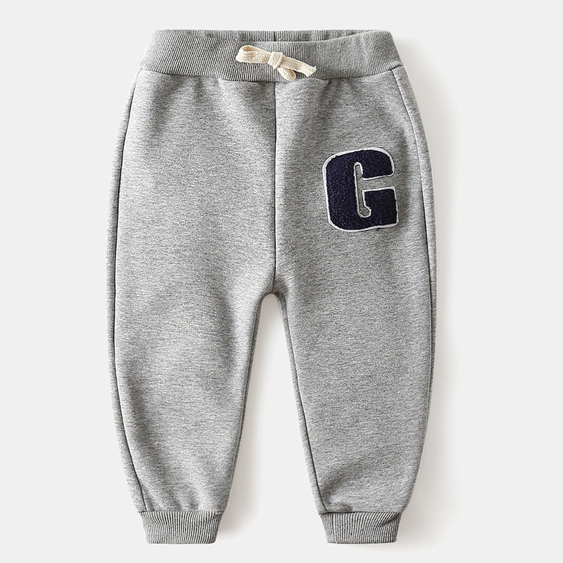 Vêtements pour enfants garçons lettre brodée Plus pantalon en velours bébé pantalon épaissi pantalon chaud