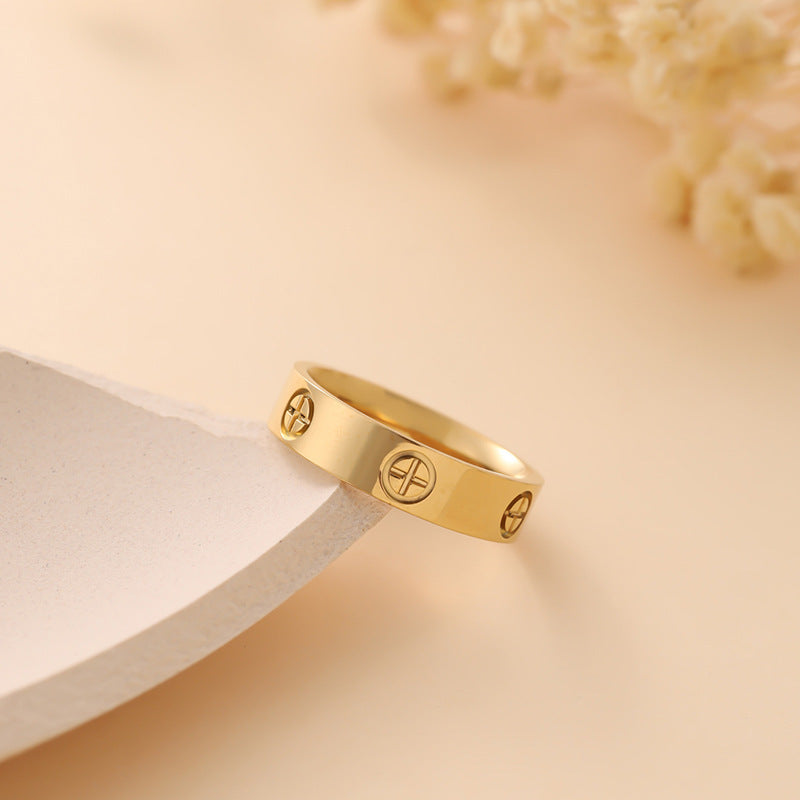 Bague métallique à imprimé croisé, conception simple