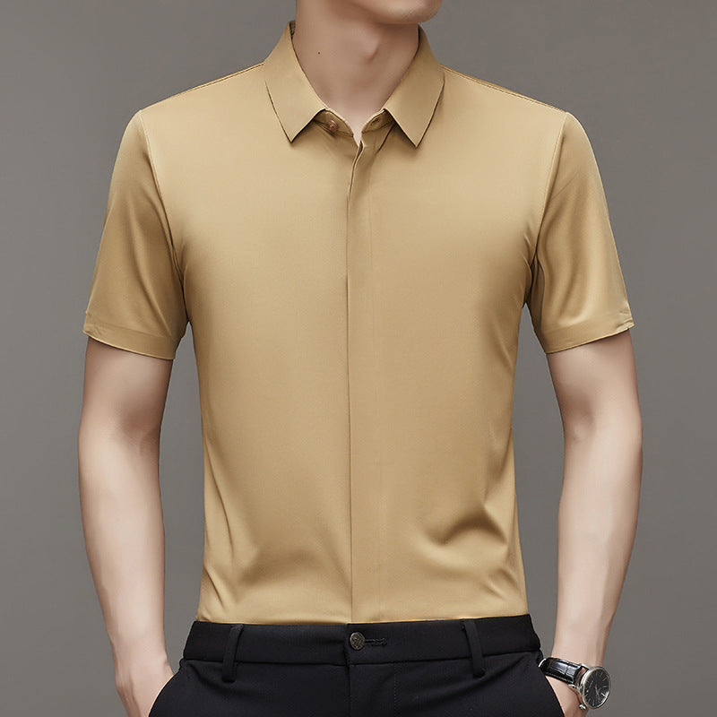 Pure Color Seamless Men's Shirt Business Casual