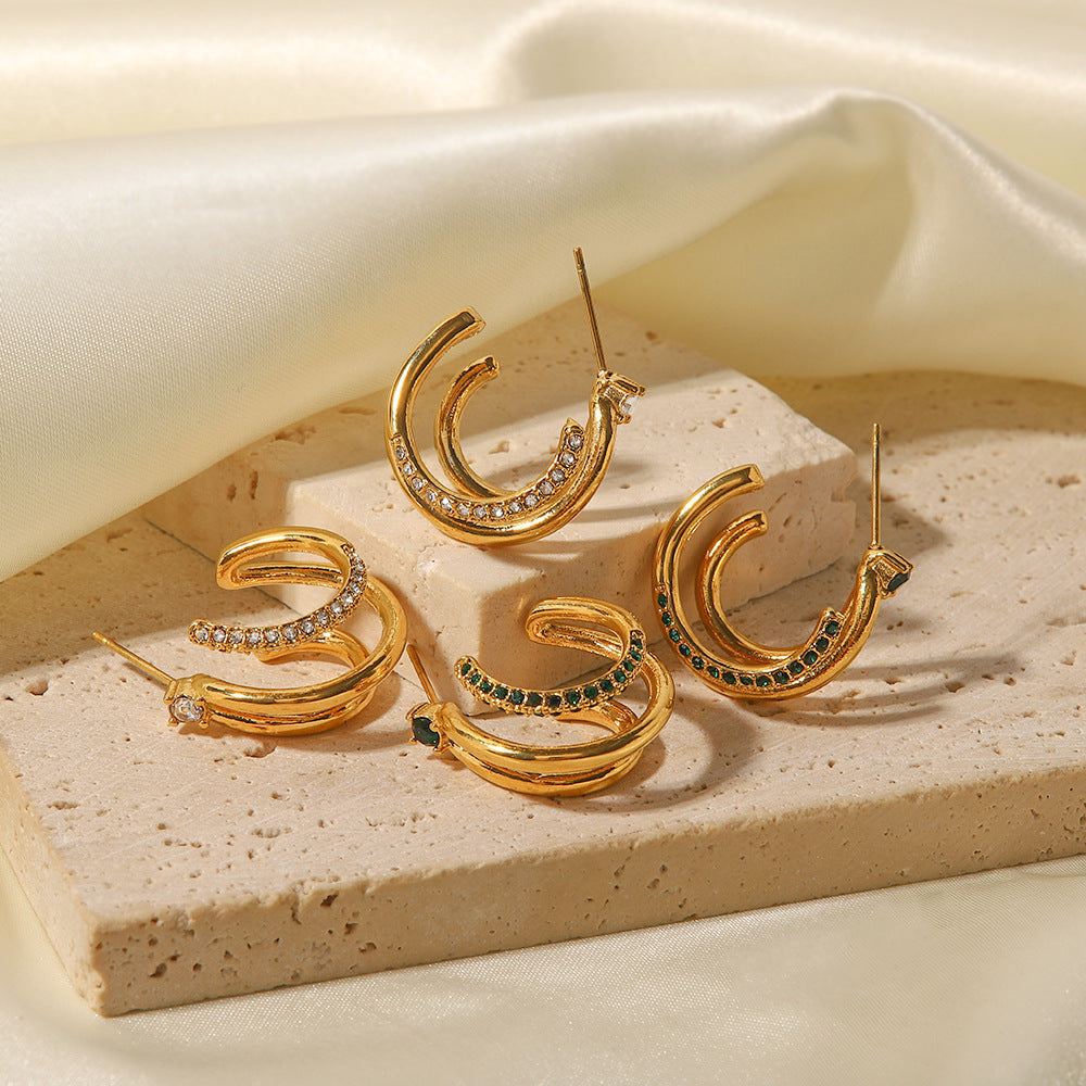 Pendientes de moda INS chapados en oro de 18 quilates