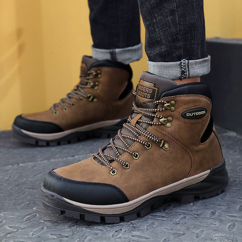 Chaussures d'hiver de grande taille pour hommes, bottes montantes en coton et velours pour garder au chaud