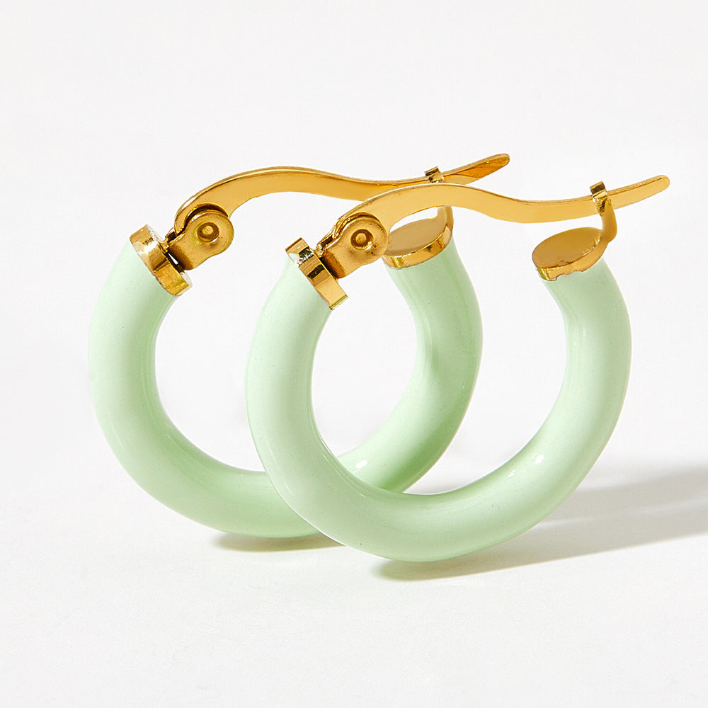 Pendiente Ins Wind Circle Macaron goteando aceite