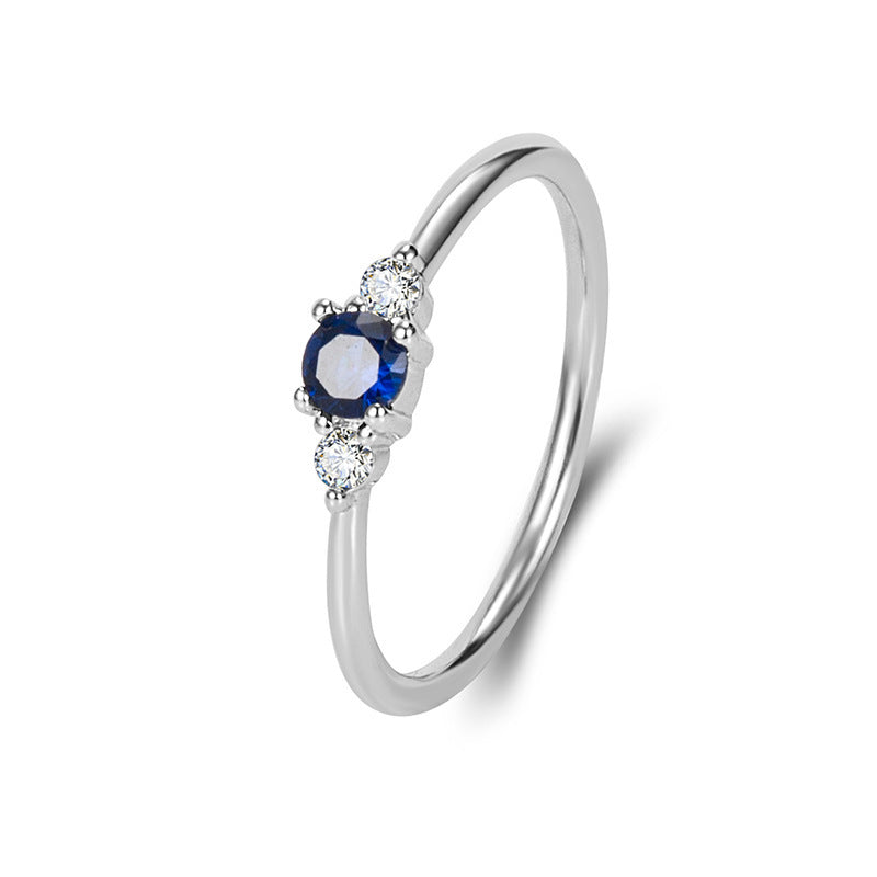 Bague en or 14 carats avec diamant bleu exquis et petit, Zircon Simple léger