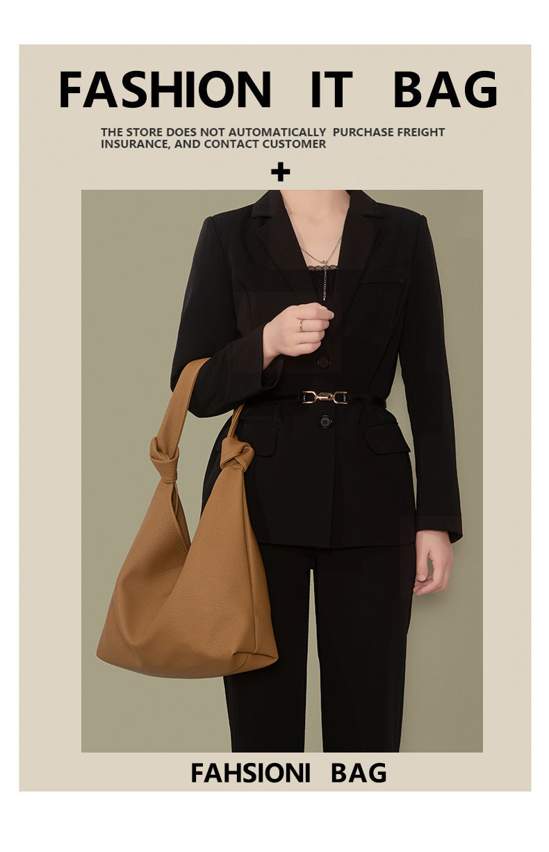 Grand sac fourre-tout en cuir souple, sac à bandoulière simple et tendance