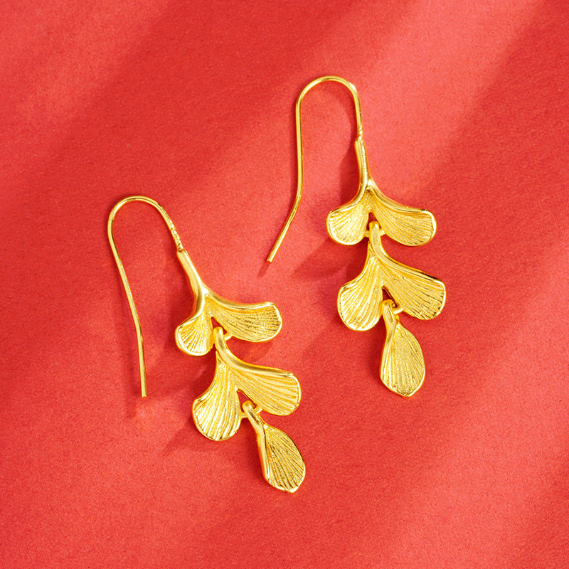 Women's Copper Apricot Leaf Eardrops