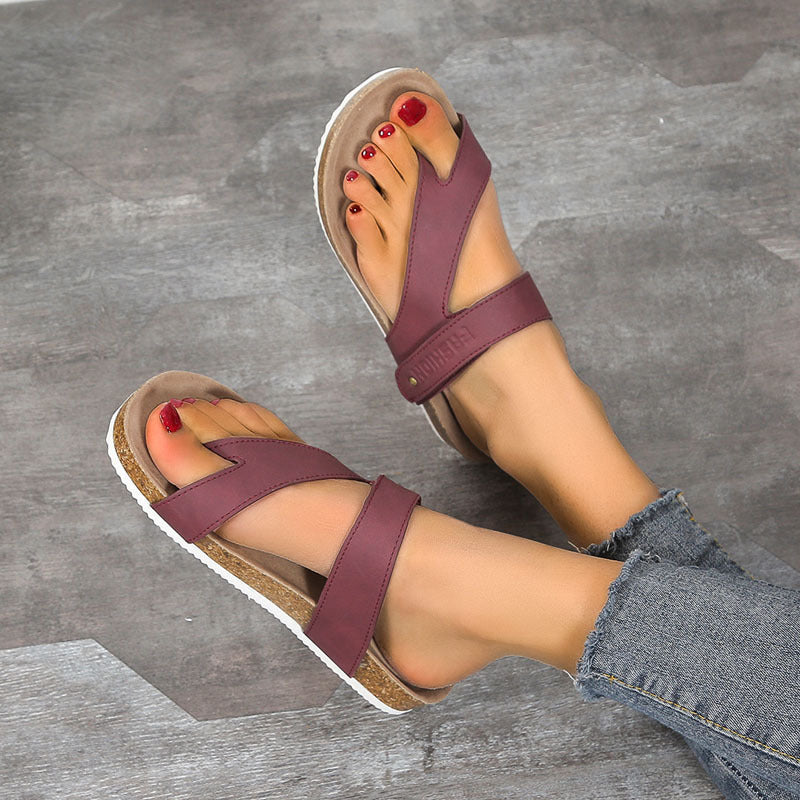 Chaussures de plage tongs à semelle épaisse avec anneau d'orteil plat