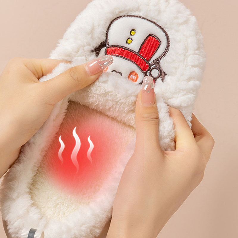 Mignon bonhomme de neige pantoufles hiver intérieur ménage chaud en peluche à semelles épaisses anti-dérapant Couple maison pantoufle doux sol chambre maison chaussures