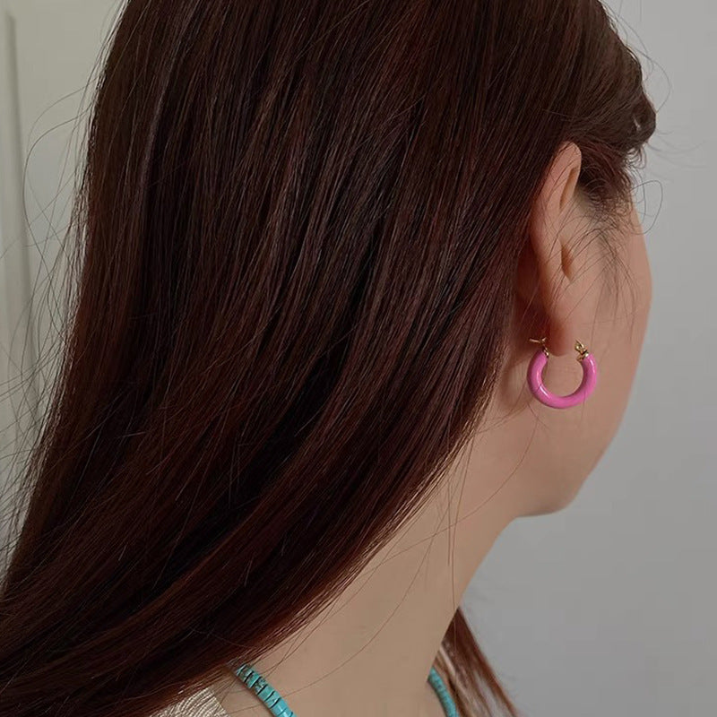 Pendiente Ins Wind Circle Macaron goteando aceite