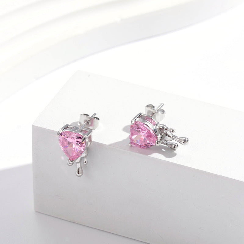 Clous en acier inoxydable en forme de cœur d'amour, en titane et acier assortis avec tout, couleur Simple, Zircon