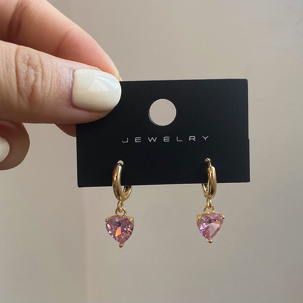 Dopamine haute qualité amour conception Zircon Niche Simple tout-match boucles d'oreilles femme