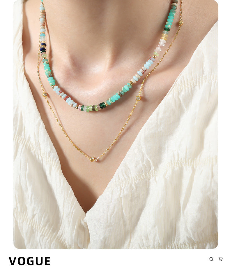 Titanium Steel Gold Plated Diamond Inlaid Clavicle Chain Women's Necklace