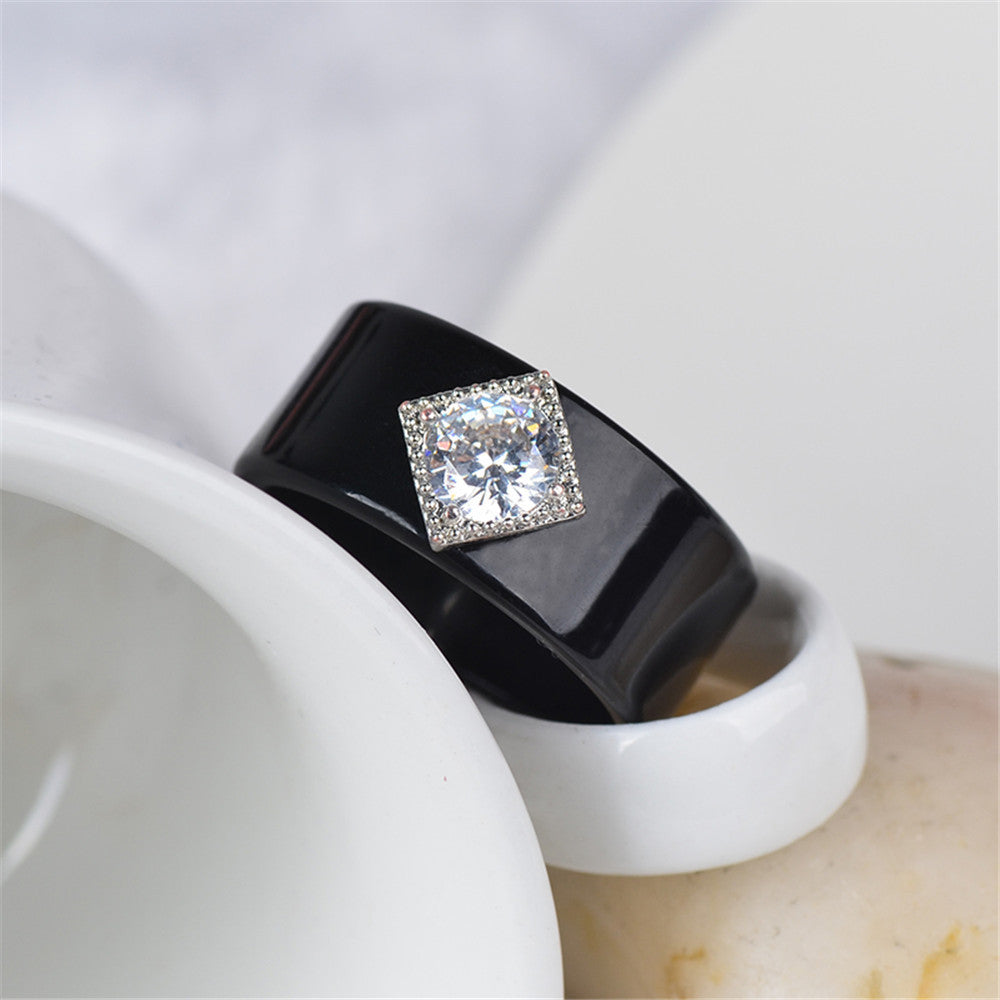 Bague de couple en diamant de tempérament simple à la mode