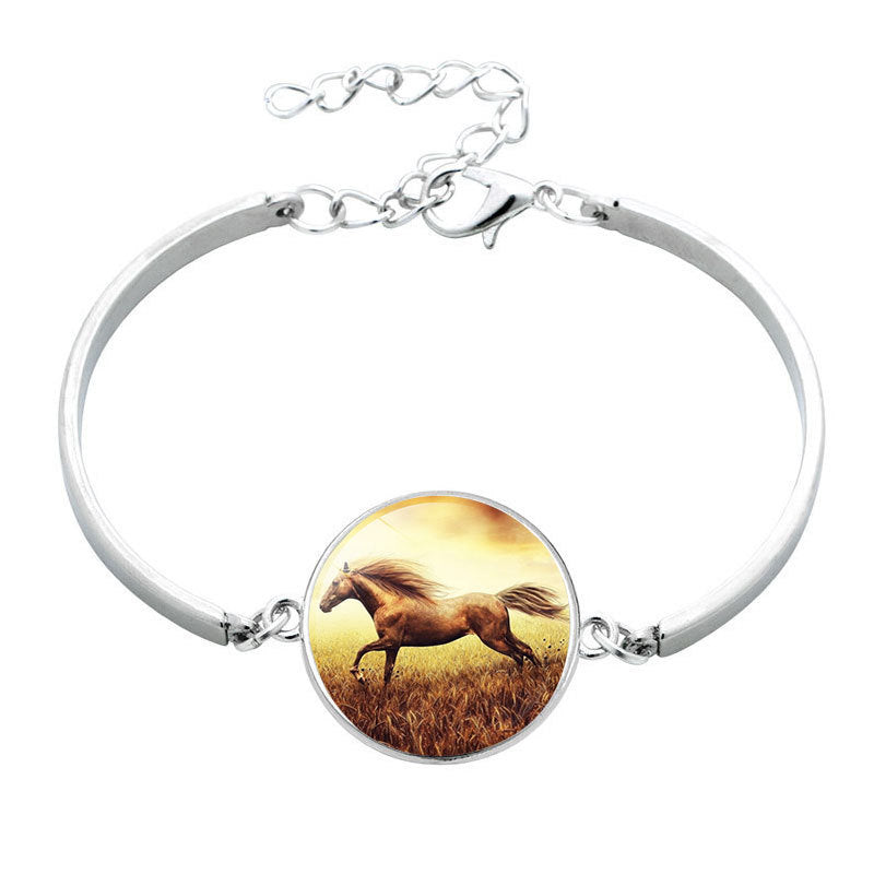 Animal Horse Glass Time Stone Bracelet