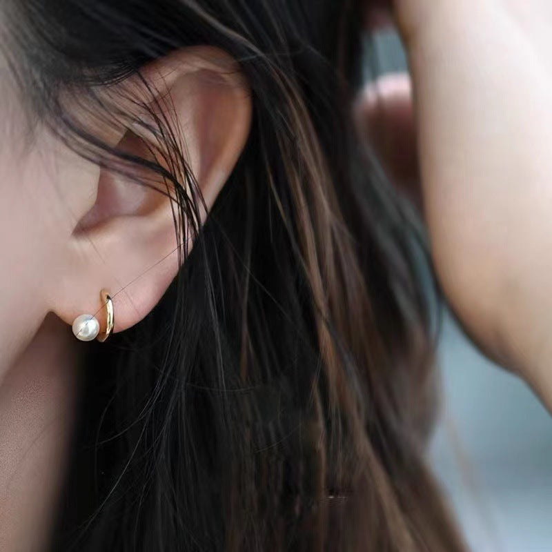 Boucles d'oreilles à aiguilles en argent Sterling sauvage, Style froid Simple, boucles d'oreilles géométriques en forme de perle