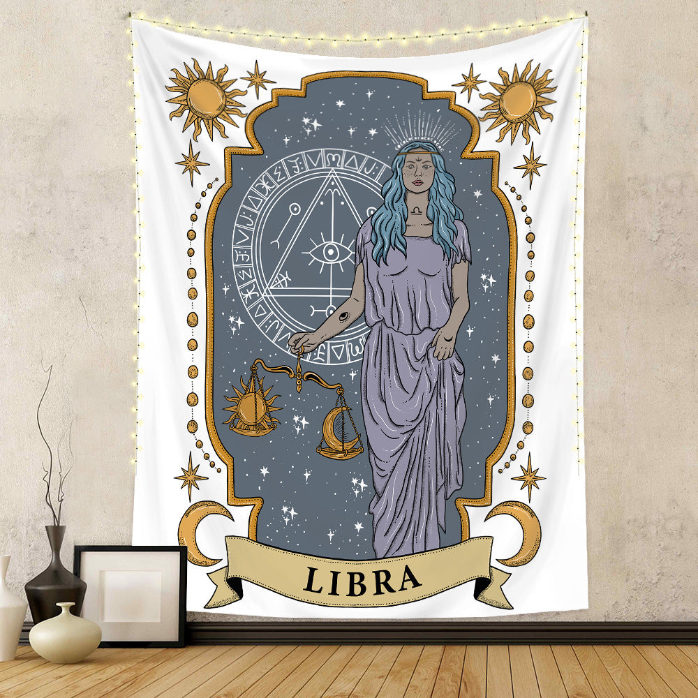 Tapisserie à douze constellations, tapisserie de crâne, tapisserie de Tarot