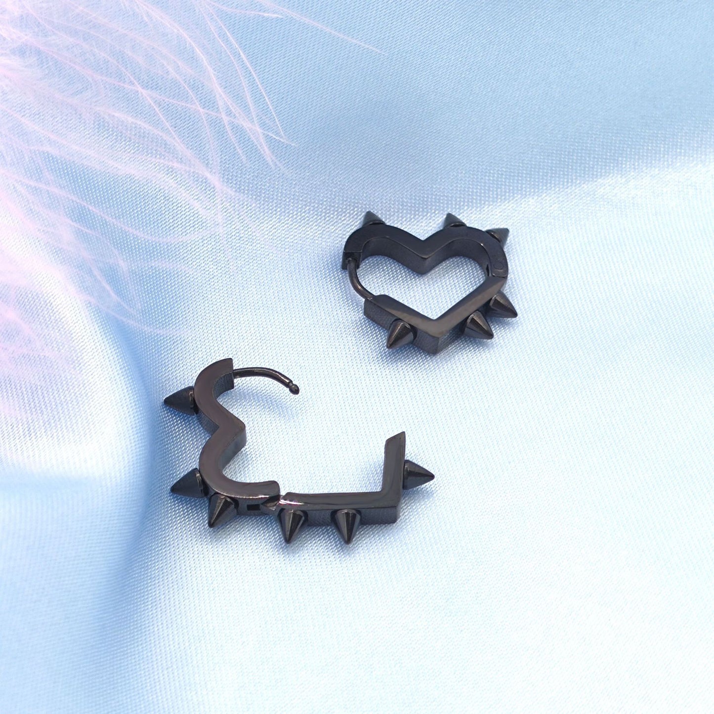 Boucles d'oreilles à rivets d'amour en acier inoxydable, cône de pêche en forme de cœur, anneau en os, Clip d'oreille