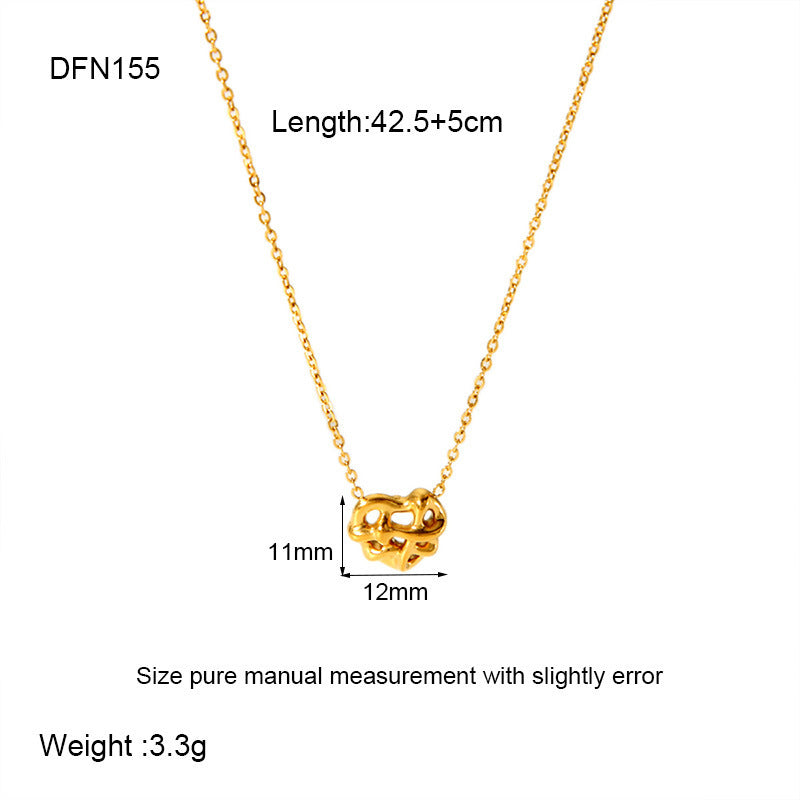 Collier pendentif géométrique en forme de cœur et de palmier en acier inoxydable en or 18 carats