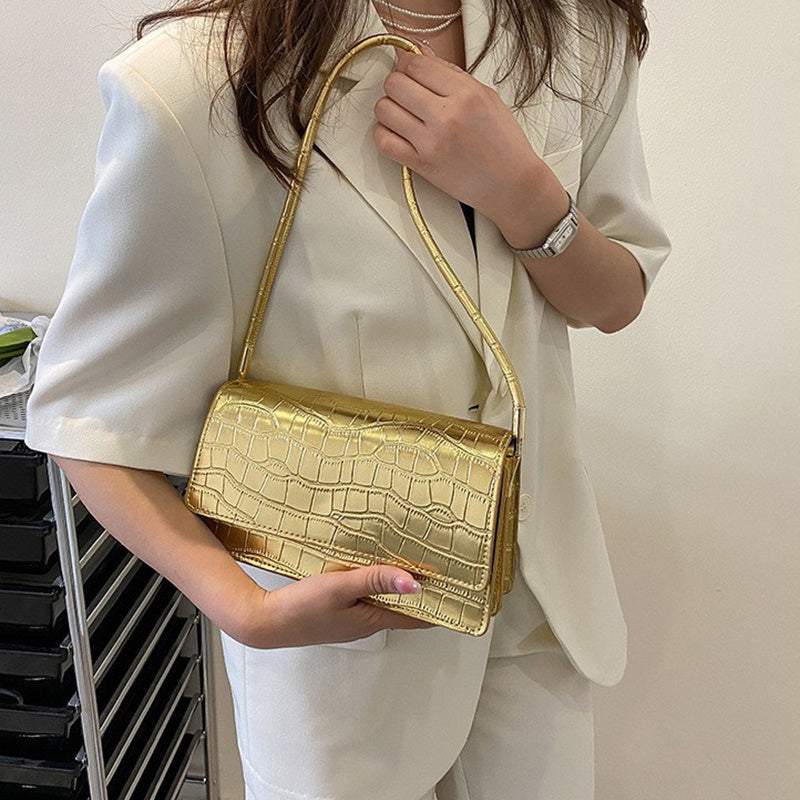 Women Shoulder Bgas Stone Pattern Solid Color Elegant Bag