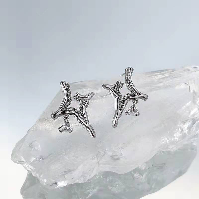 Four Eight-pointed Stars Stud Earrings For Women