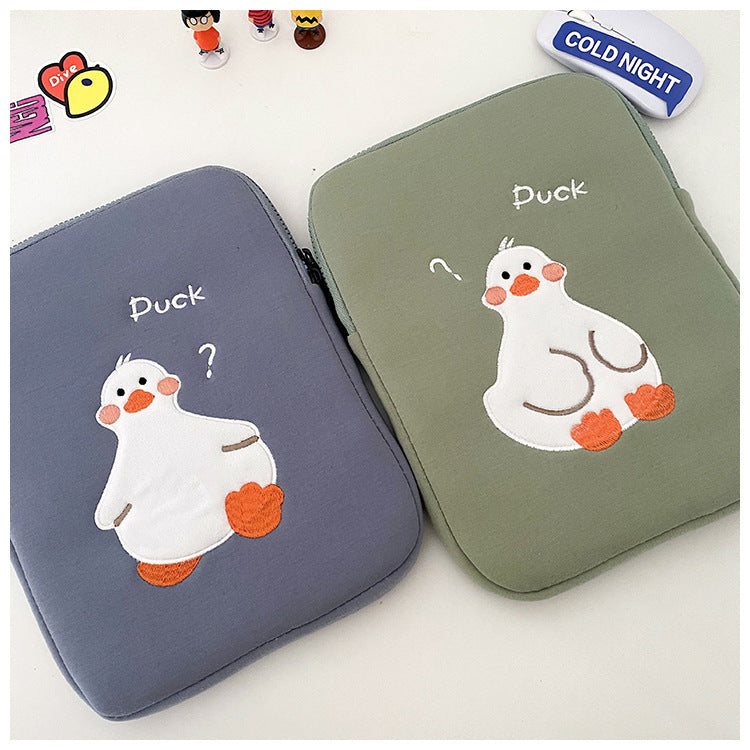 Étui pour tablette de conception de niche avec broderie de canard mignon de dessin animé