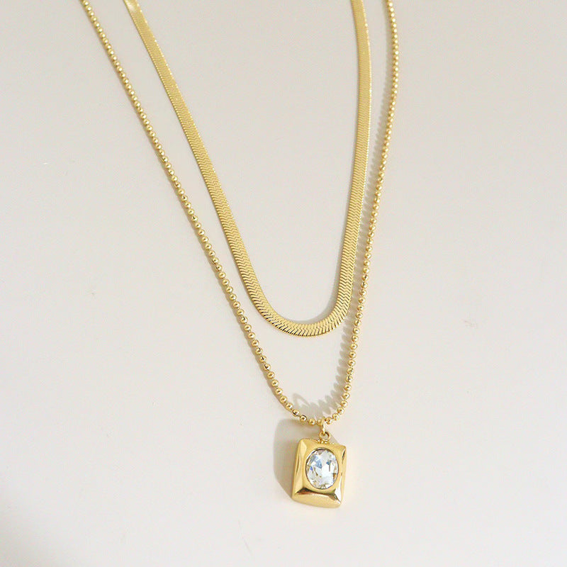 Collier à double clavicule simple, européen et américain, double couche