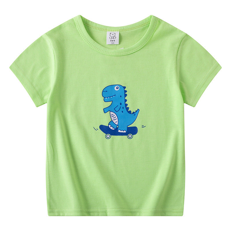 T-shirt à manches courtes pour enfants, garçons et filles, haut à manches mi-longues avec dessin animé