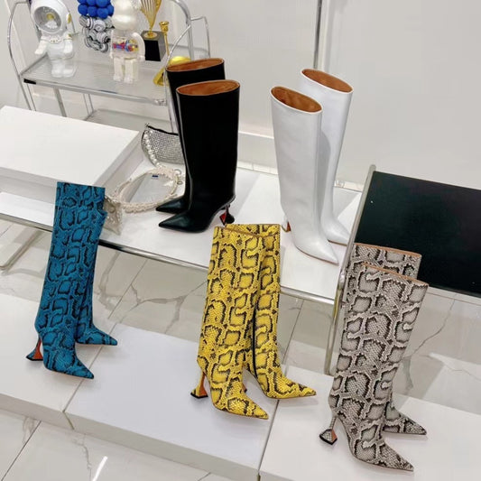 Catwalk Serpentine Side Zipper pointu talons hauts pour femmes