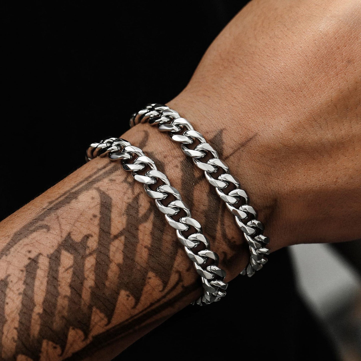 Men's Stainless Steel Cuban Twist Bracelet Two-piece Set