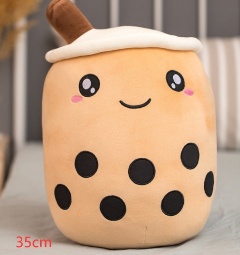 Peluche de boisson aux fruits, mignonne, douce, fraise, lait, thé, tasse de thé Boba, jouet bulle de thé, oreiller, coussin, cadeau pour enfants