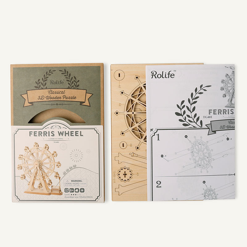 Robotime bricolage modèle de grande roue rotative en bois avec jouer de la musique jouets cadeau pour enfants anniversaire noël TG401 livraison directe