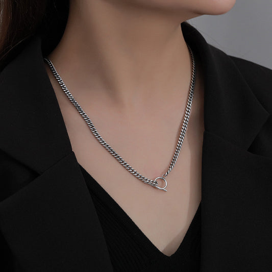 Collier pour femmes Ins Hip Hop 925 en argent Sterling entrée européenne et américaine Lux personnalité de Niche