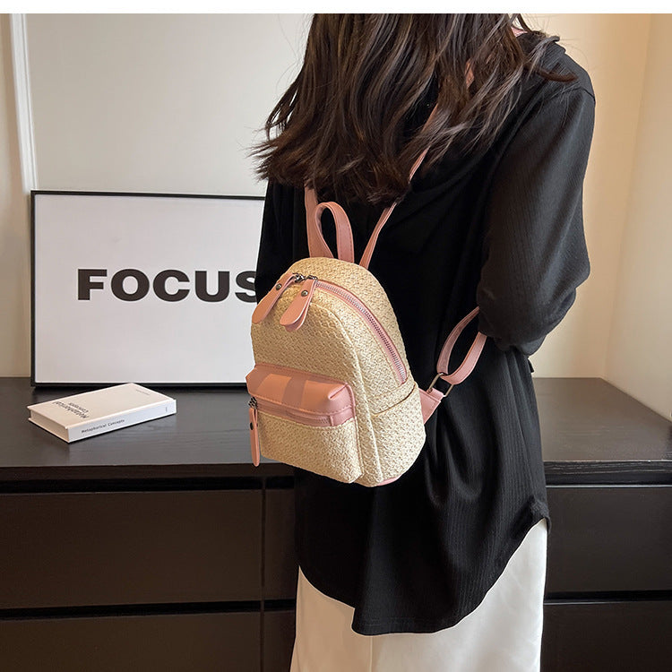 Women's Special-interest Design Straw Backpack Popular This Year