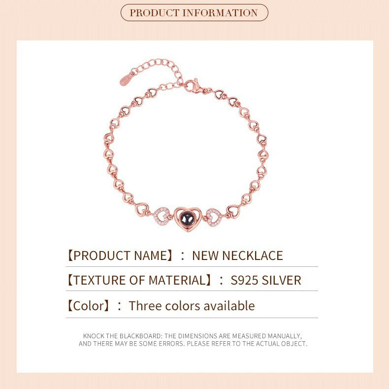 Bracelet Photo couleur HD en forme de cœur en Zircon, Projection d'amour, assorti à tout, à la mode