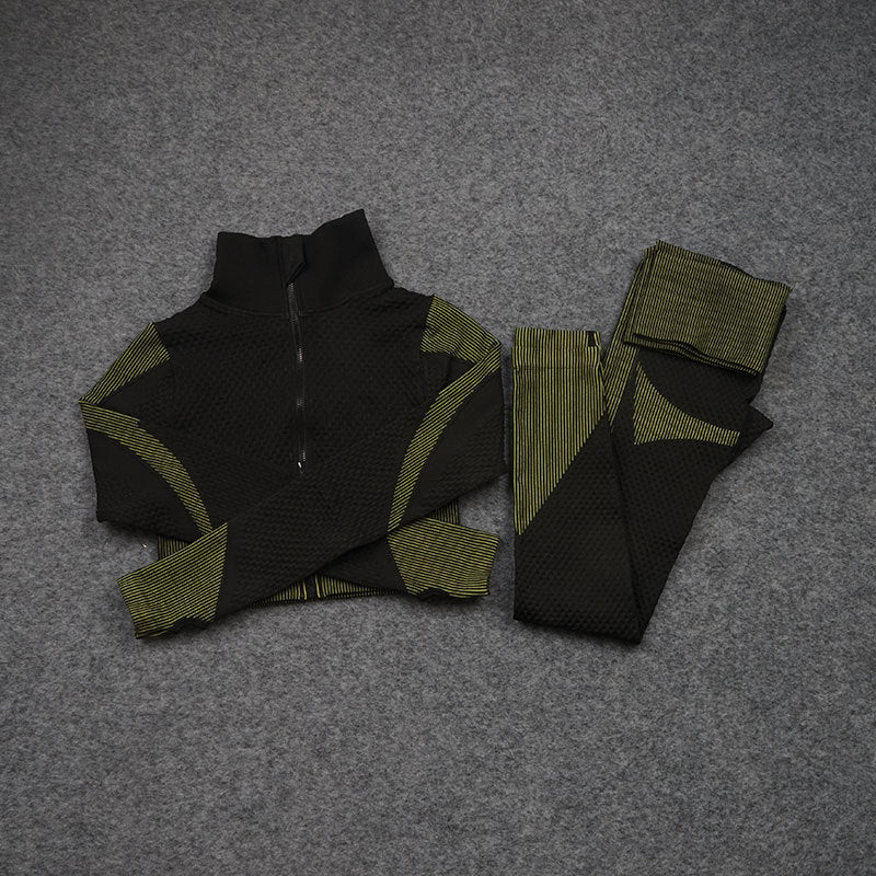 Costume de yoga de sport de pantalon de fitness extensible trois pièces