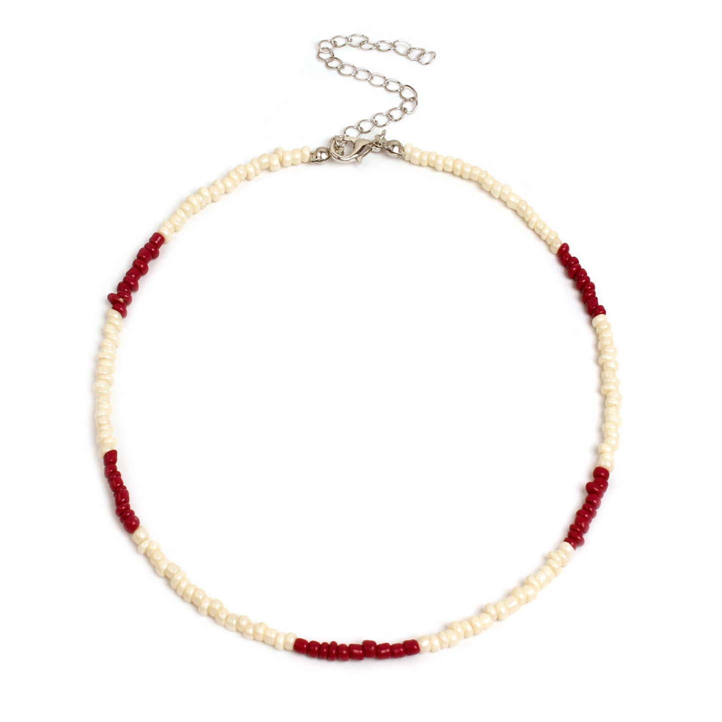 Collier pour femme en perles de verre blanc naturel, doux et simple