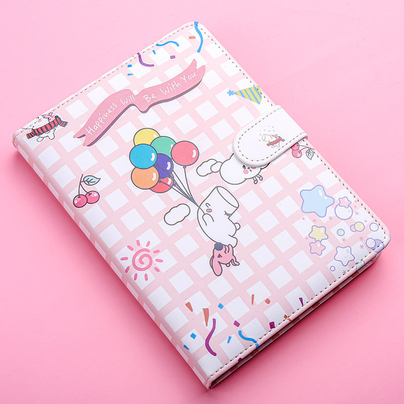 Kaba Bear Hippo-Cuaderno pequeño con hebilla magnética, cuaderno portátil con forma de corazón para niña, libro de mano bonito y creativo