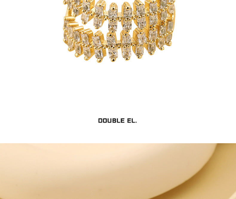 South Korea Light Luxury High Sense Elegant Zircon Ring Line Ins Style